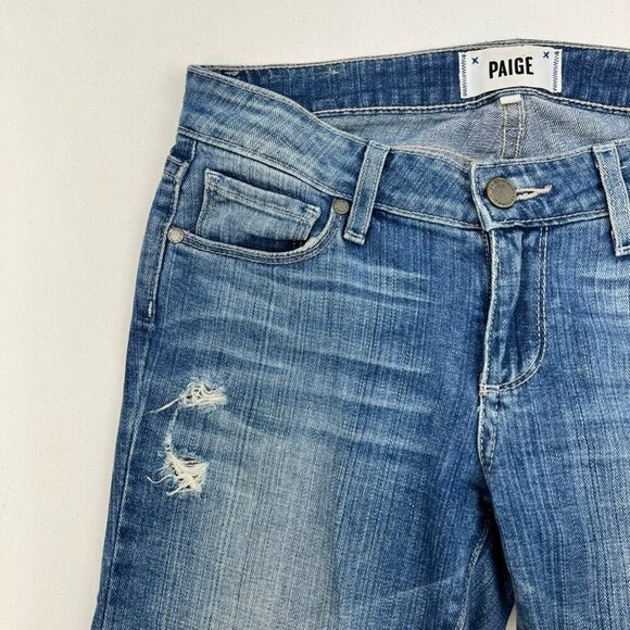 Paige Womens Verdugo Ultra Skinny Jeans Blue Distressed Low Rise 25 Waist - Picture 7 of 10